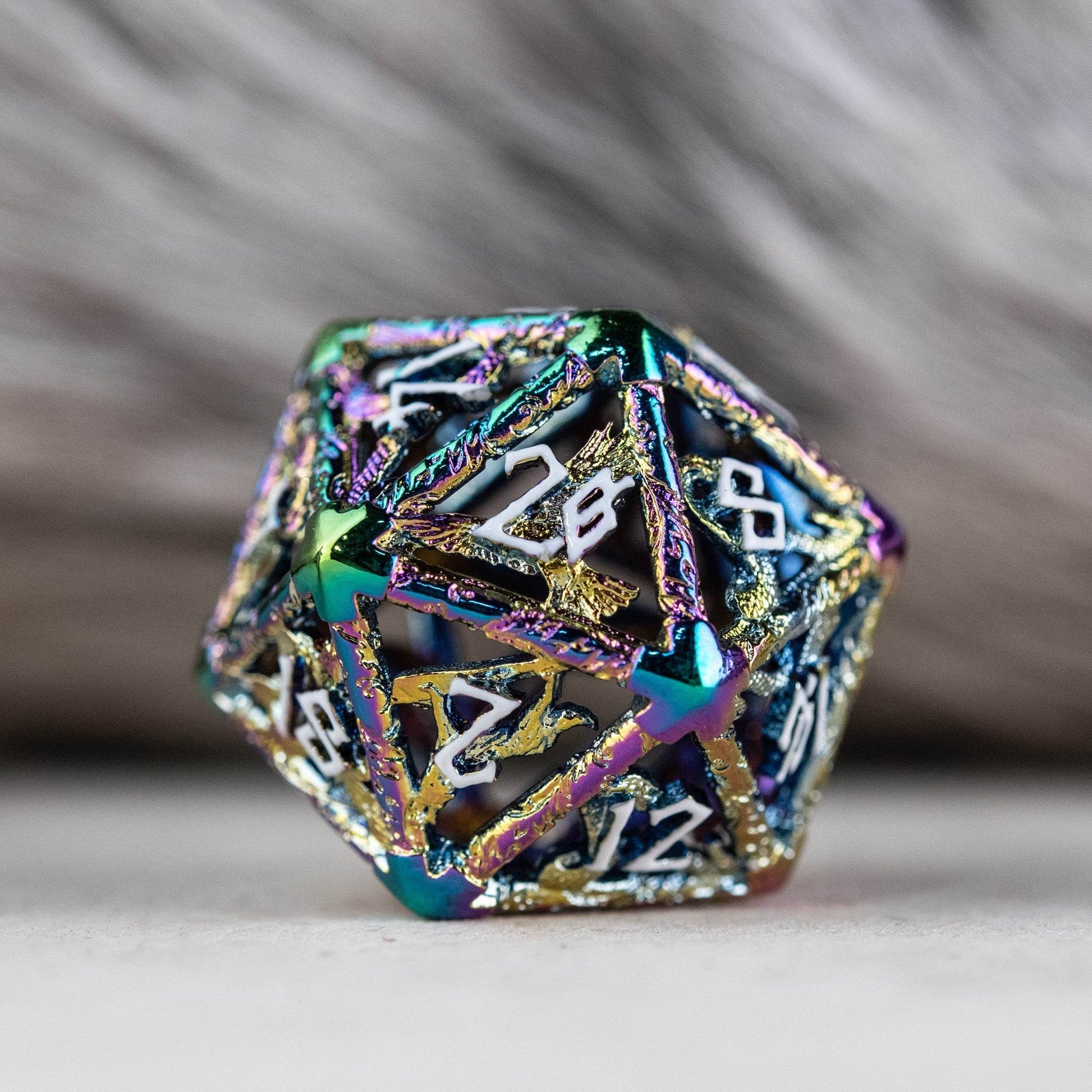 Legends of Valhalla - Iridescent and White Hollow Metal Dice Set - 