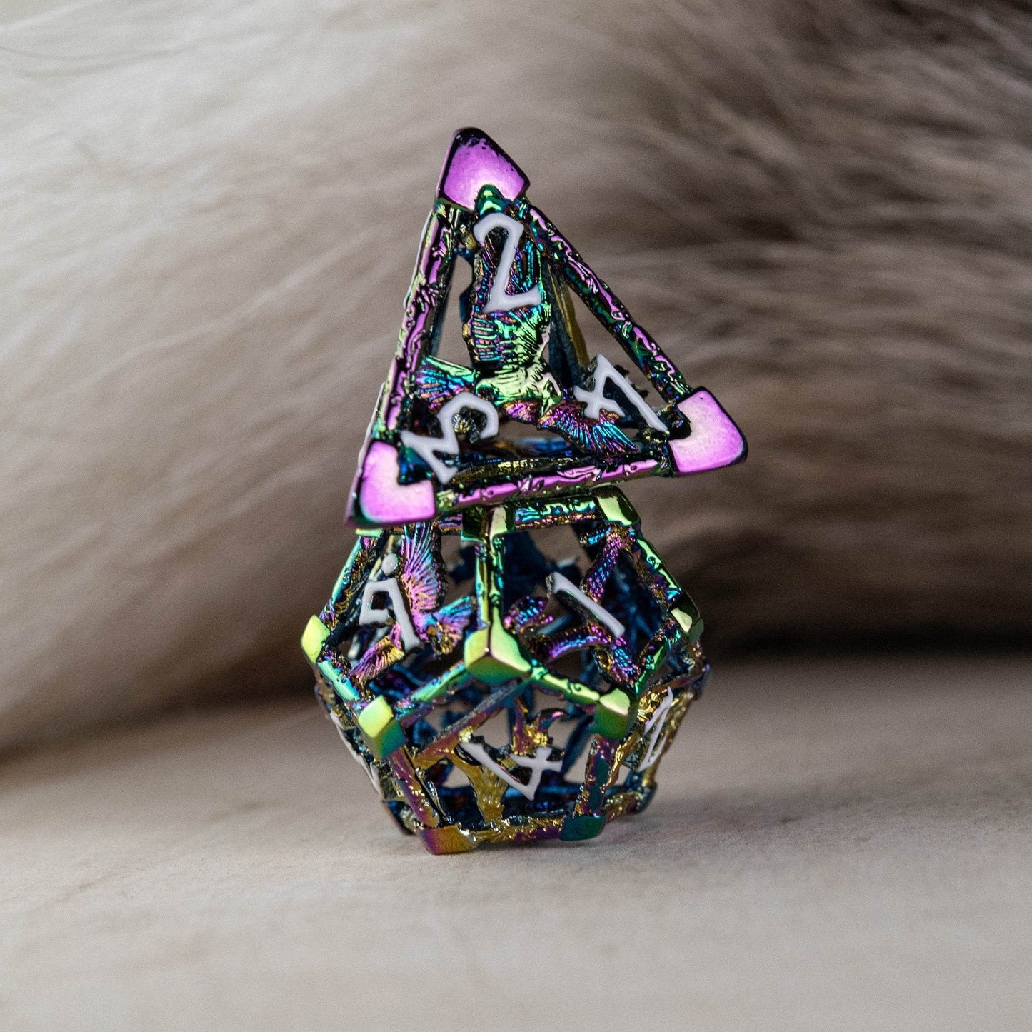 Legends of Valhalla - Iridescent and White Hollow Metal Dice Set - 