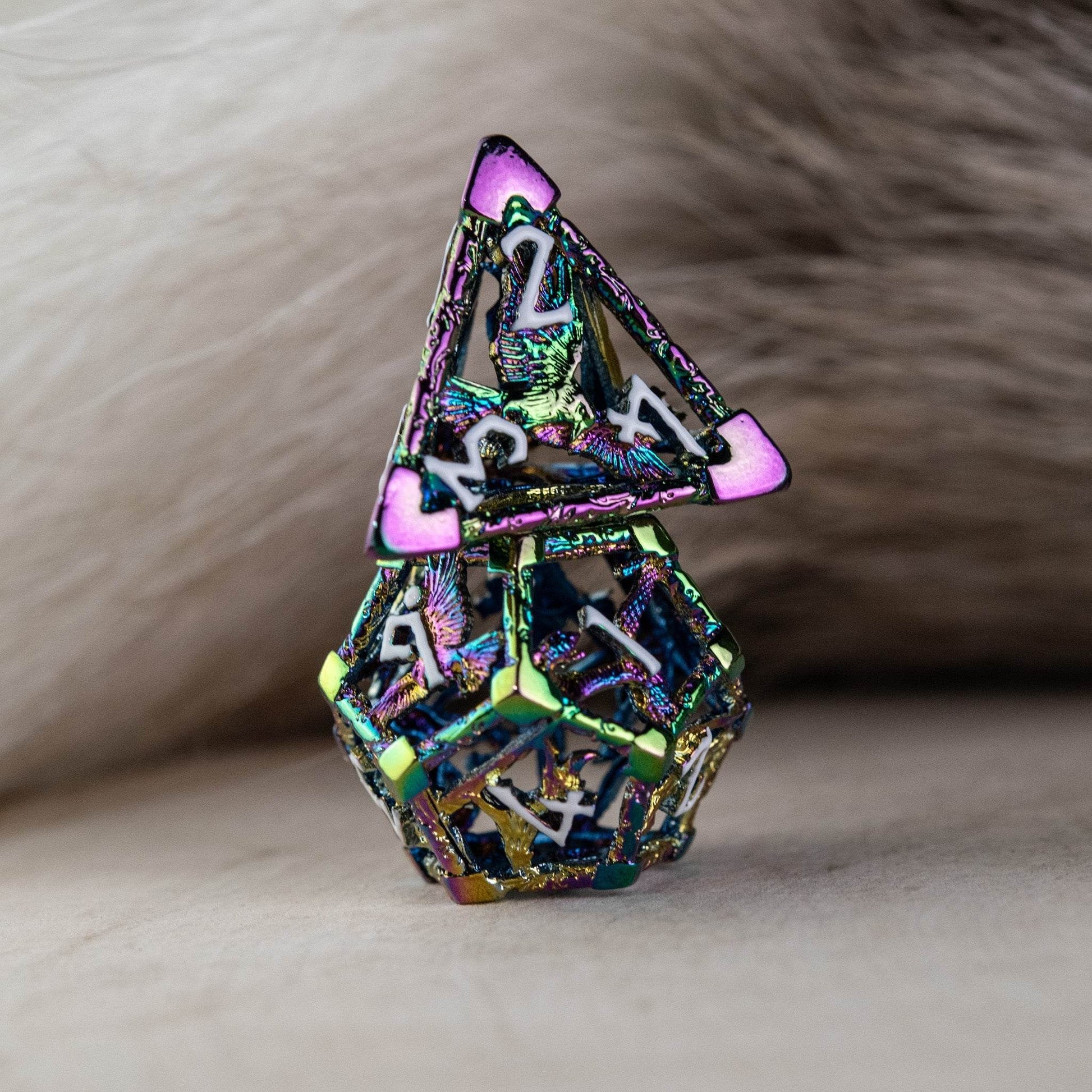 Legends of Valhalla - Iridescent and White Hollow Metal Dice Set - 