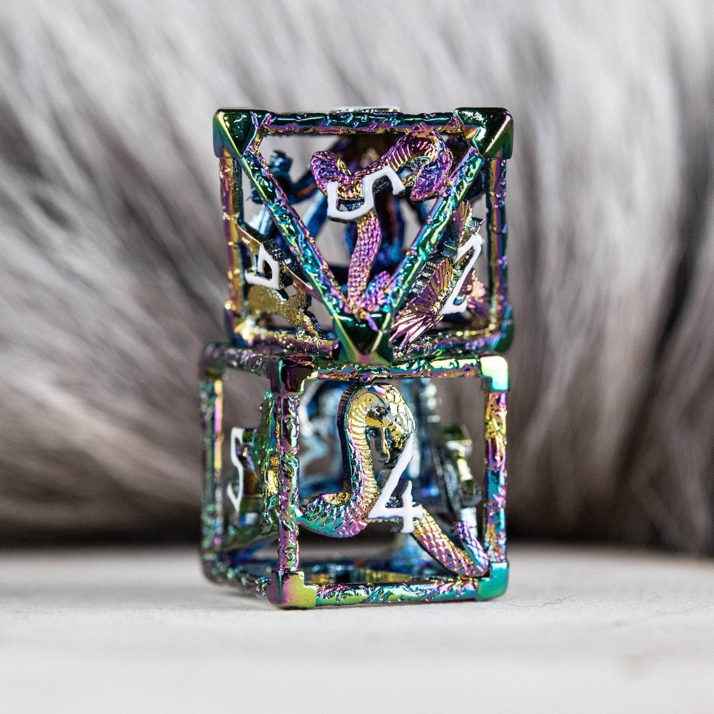 Legends of Valhalla - Iridescent and White Hollow Metal Dice Set - 