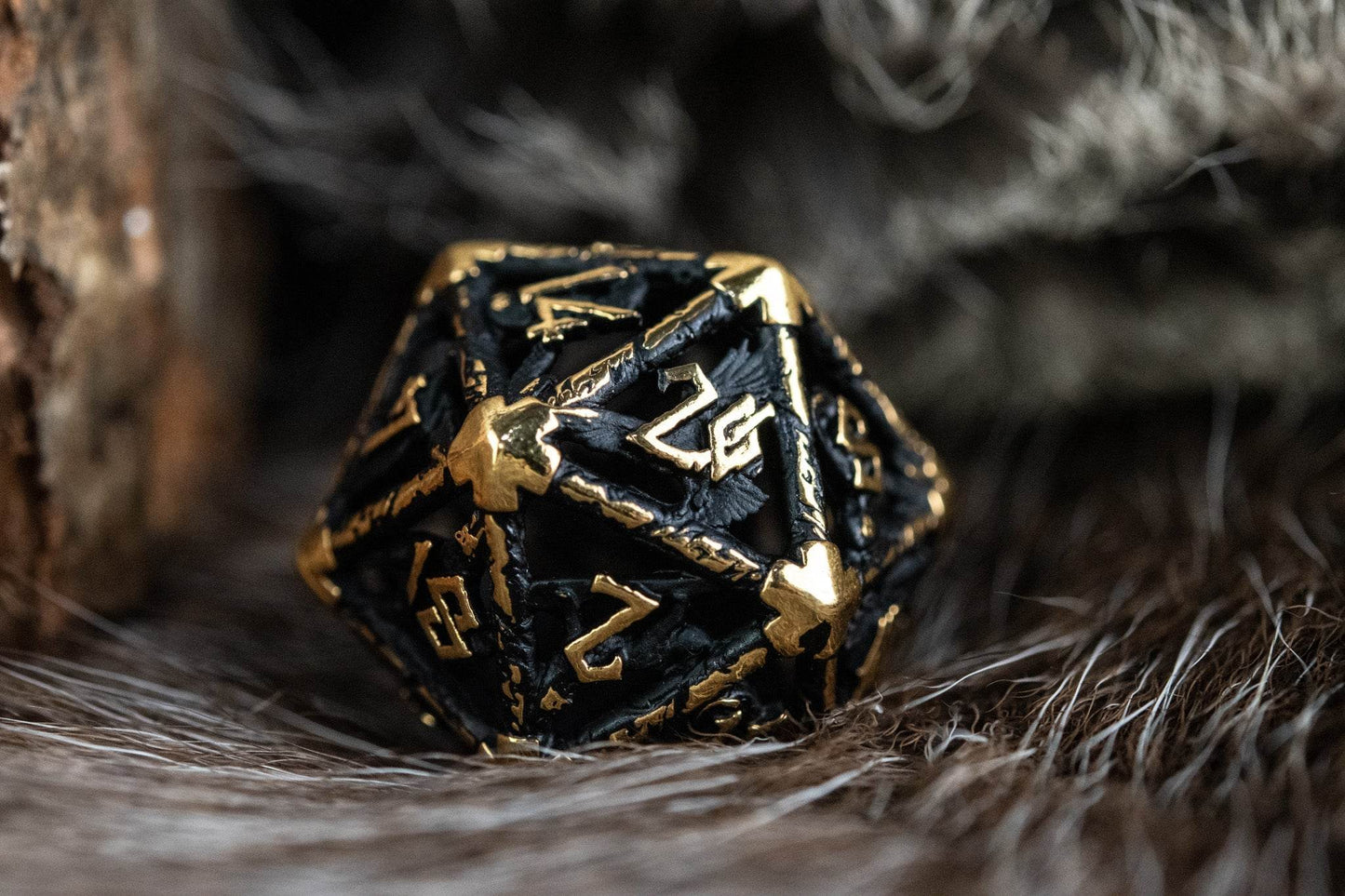 Legends of Valhalla - Matte Black and Gold Hollow Metal Dice Set 'PRE-ORDER | SPRING EVENT DEAL' - 