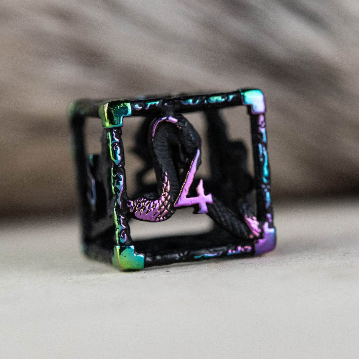 Legends of Valhalla - Matte Black and Iridescent Hollow Metal Dice Set - 