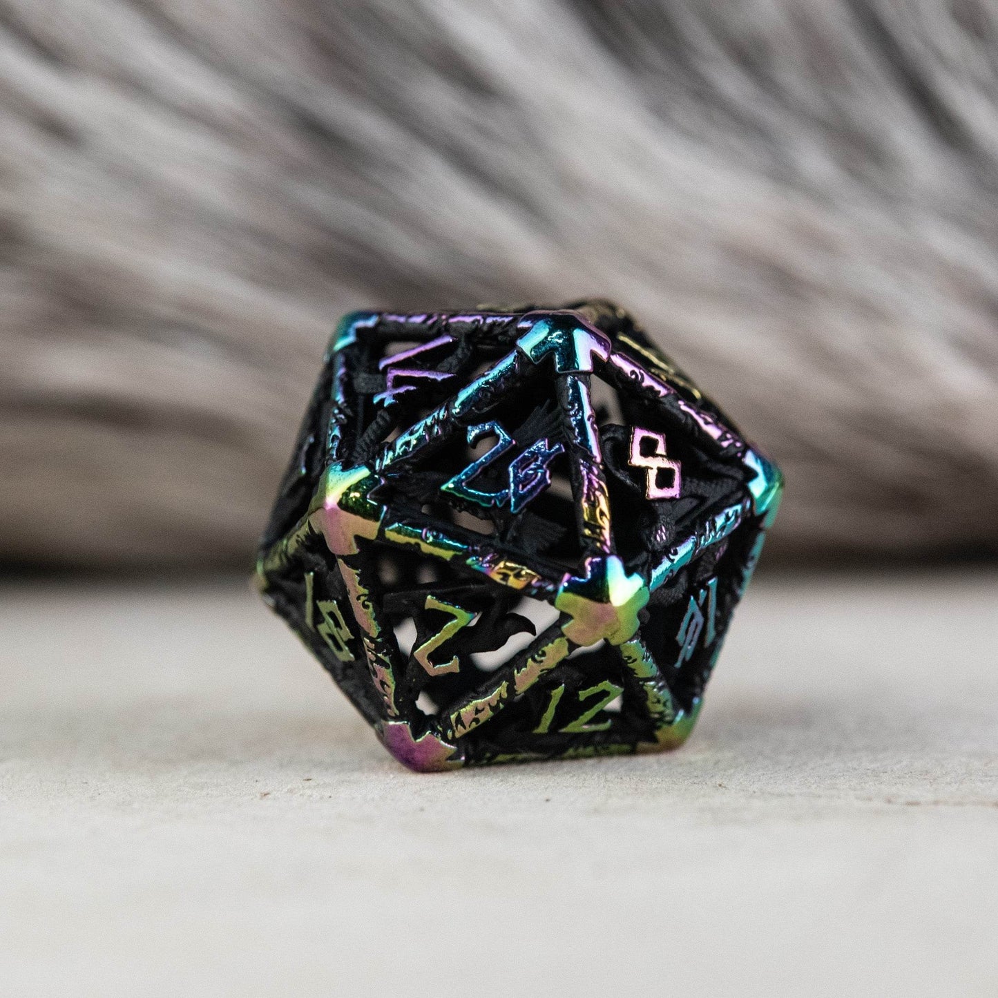 Legends of Valhalla - Matte Black and Iridescent Hollow Metal Dice Set - 