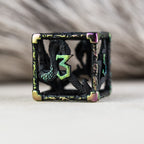 Legends of Valhalla - Matte Black and Iridescent Hollow Metal Dice Set