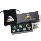 Dynamic Music Black Cat Light Blue Glitter Resin DND Dice Set