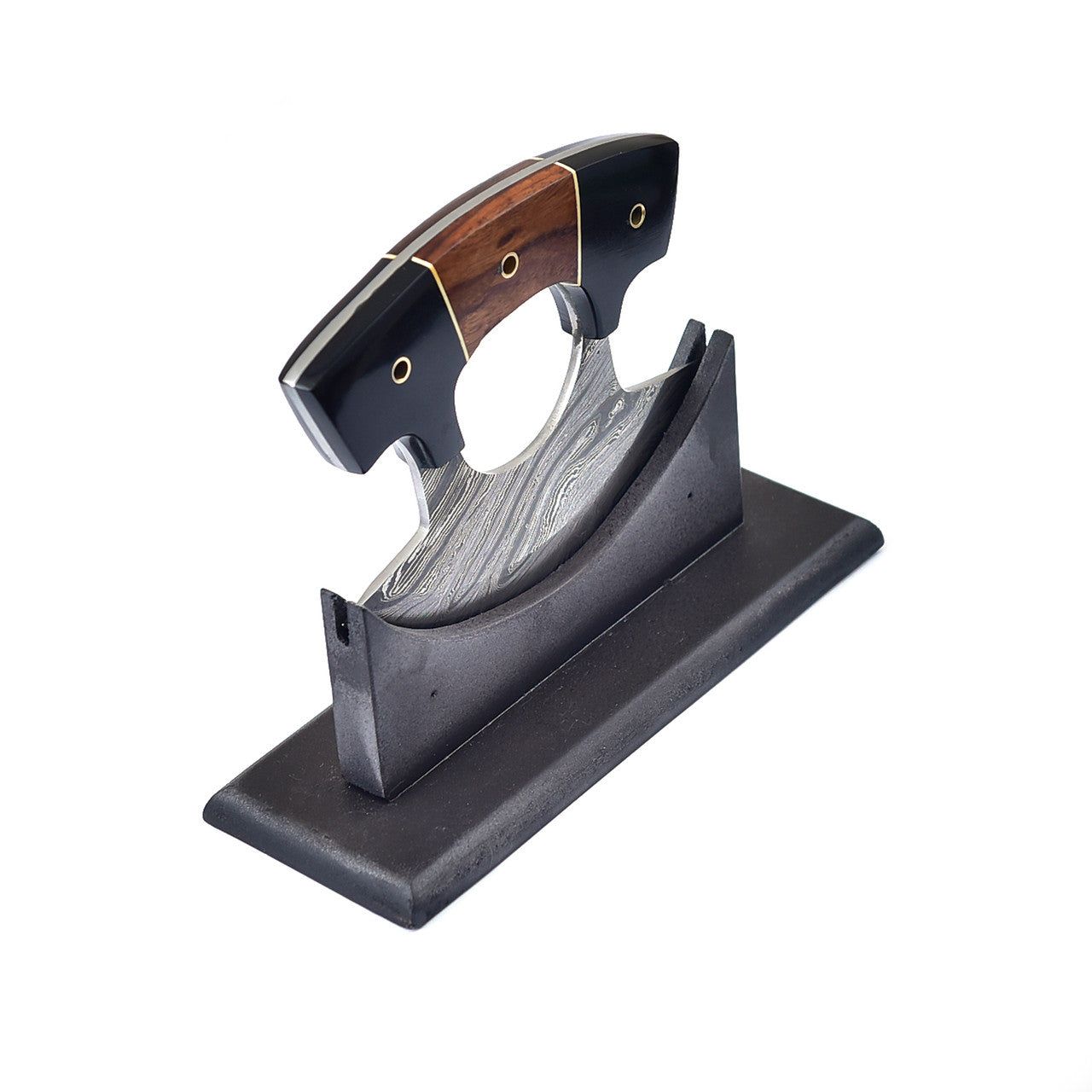 Live for Food Ulu Damascus Kitchen Camping Knife With Stand-1