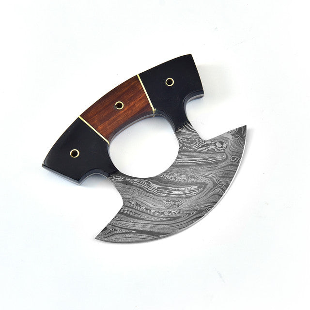 Live for Food Ulu Damascus Kitchen Camping Knife With Stand-3