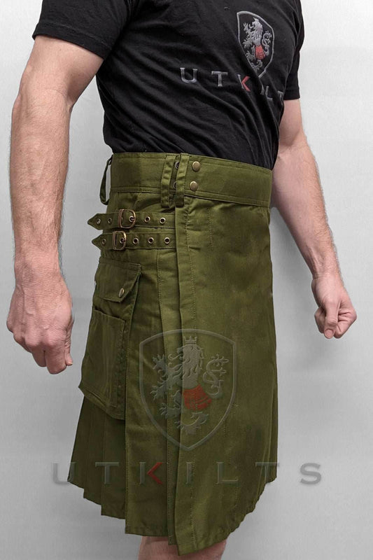 Utility Kilt – GlenLoch, Olive Green - 30 / 22