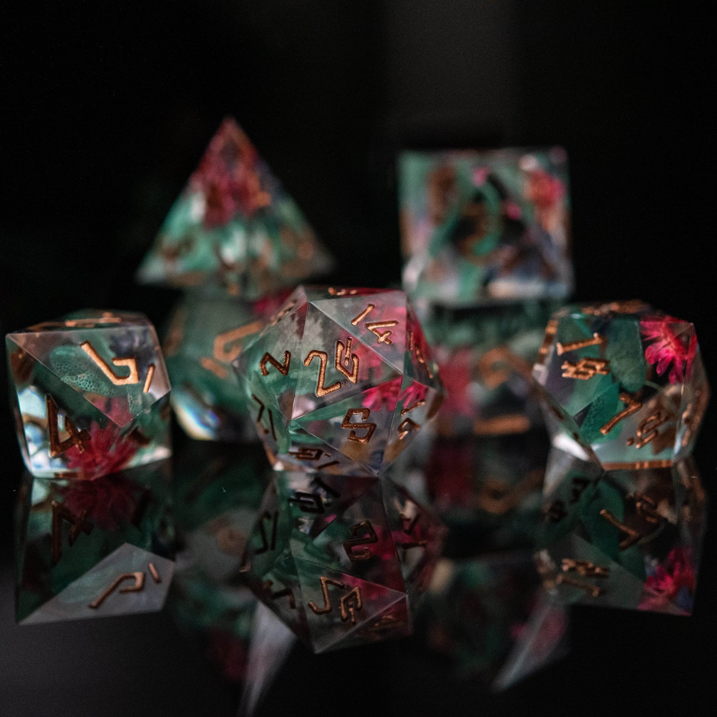 Lotus Blossom Sharp-Edged Resin Dice Set 'PRE-ORDER | SPRING EVENT DEAL' - 