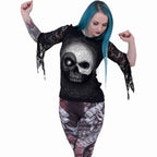 YIN YANG SKULLS - Rose Lace Sleeve Top