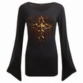 DRIPPING GOLD - V Neck Goth Sleeve Top Black