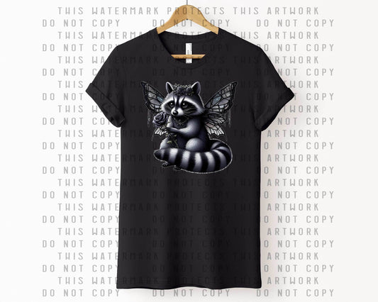 Goth Fairy Raccoon Graphic Tee - S