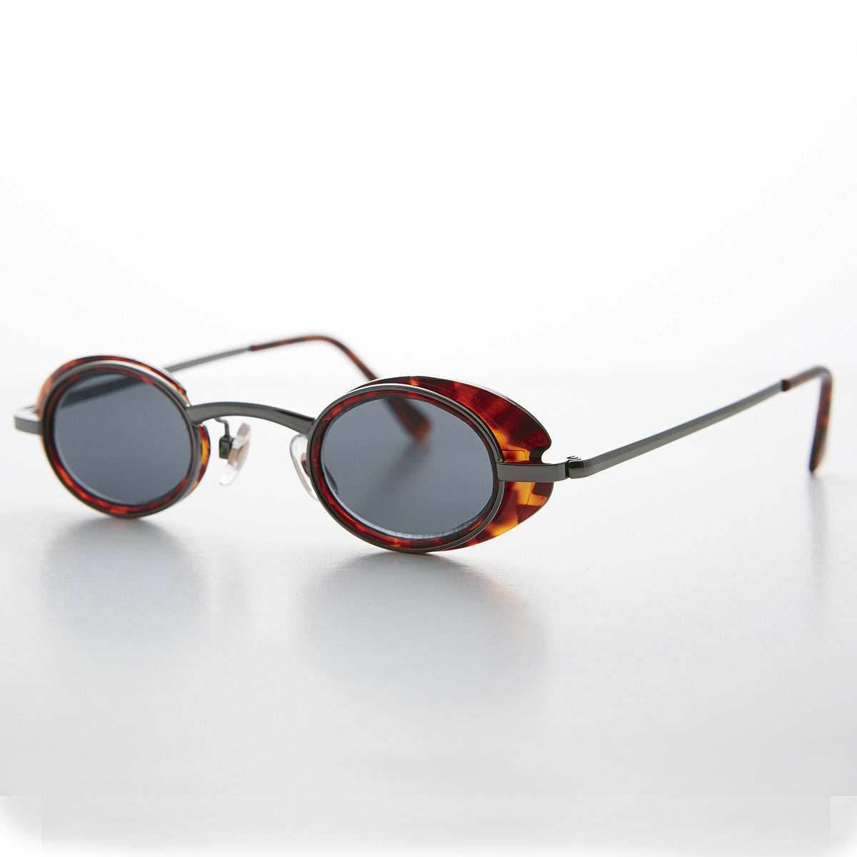 Small Oval Steampunk Spectacle Sunglass - Marty - Tortoise