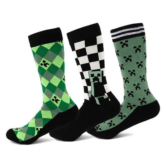 Minecraft Creeper Men's Sock Set – 3 Pairs
