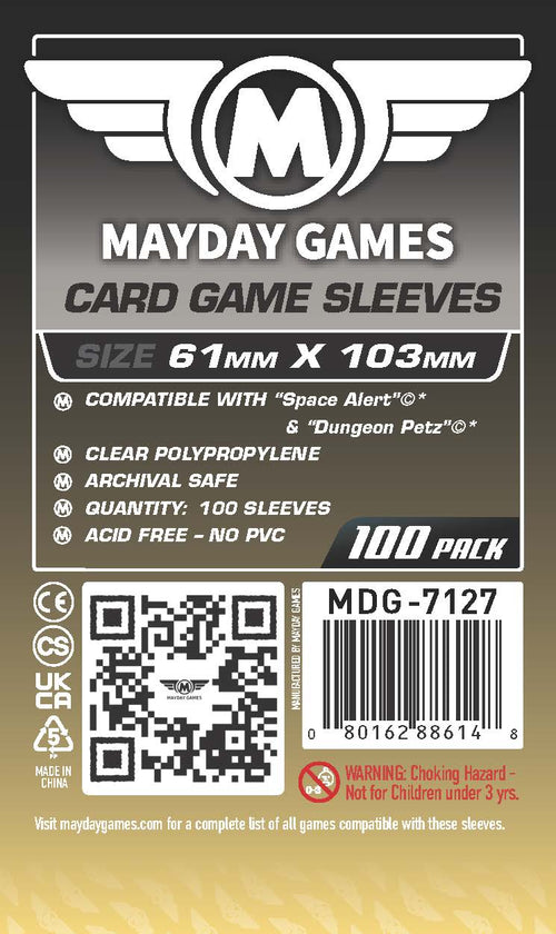 "Space Alert" & "Dungeon Petz" Compatible Card Sleeves (61x103mm) Standard 7127 or Premium 7142