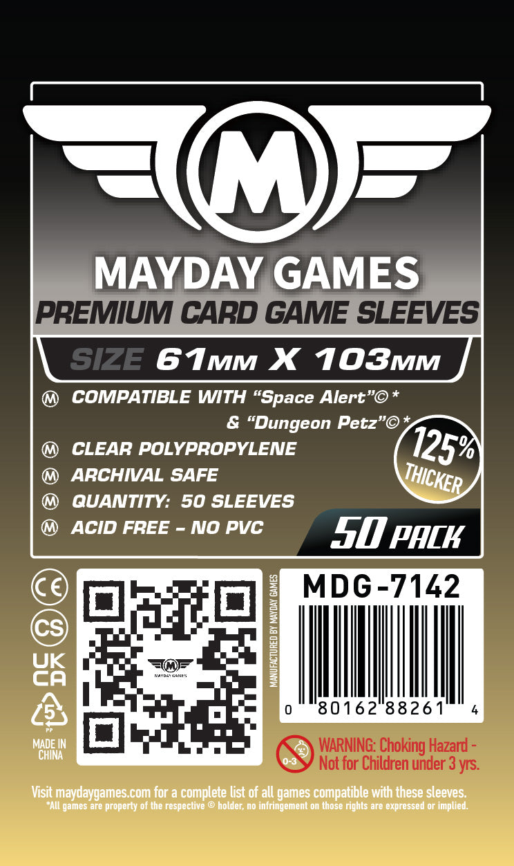 "Space Alert" & "Dungeon Petz" Compatible Card Sleeves (61x103mm) Standard 7127 or Premium 7142
