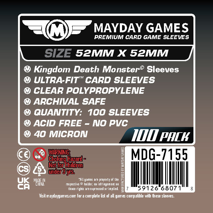 "Kingdom Death Monster" Compatible Card Sleeves (52x52mm)  Standard 7155 or Premium 7160