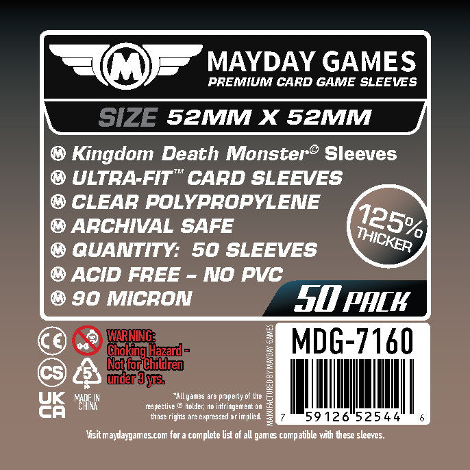 "Kingdom Death Monster" Compatible Card Sleeves (52x52mm)  Standard 7155 or Premium 7160