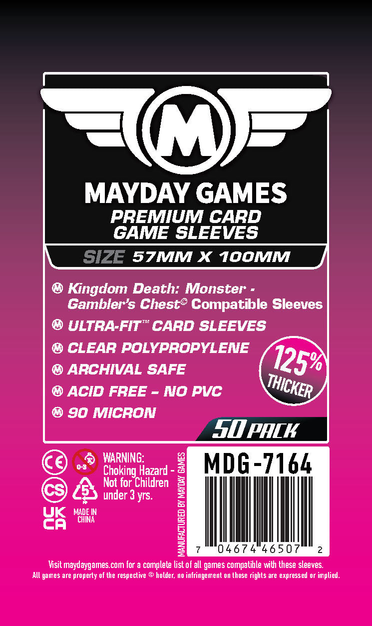 "Kingdom Death Gambler's Chest"  Large Compatible Sleeves (57x100mm) Standard 7159 or Premium 7164