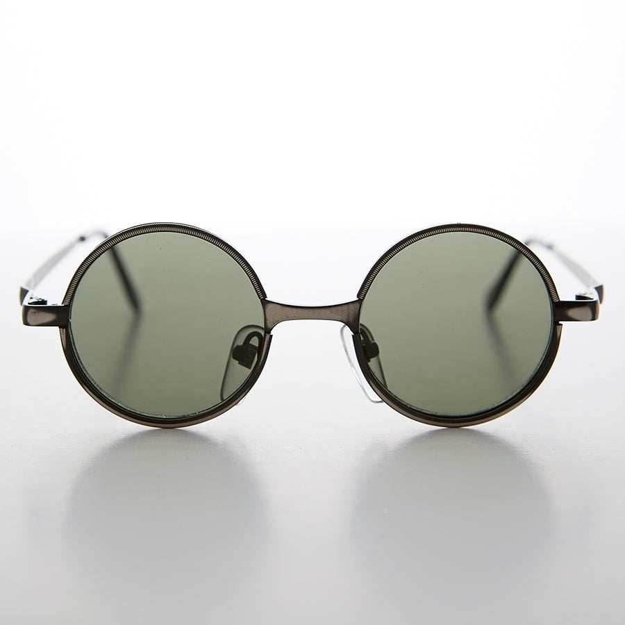 Round Metal Punk Hippie Vintage Steampunk Sunglass - Merlin 1 - Gun Metal / Gray Lens