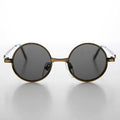 Round Metal Punk Hippie Vintage Steampunk Sunglass - Merlin 1 - Bronze/Gray Lens