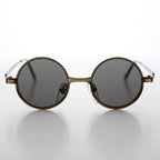 Round Metal Punk Hippie Vintage Steampunk Sunglass - Merlin 1 - Bronze/Gray Lens