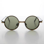 Round Metal Punk Hippie Vintage Steampunk Sunglass - Merlin 1 - Bronze / Green Lens
