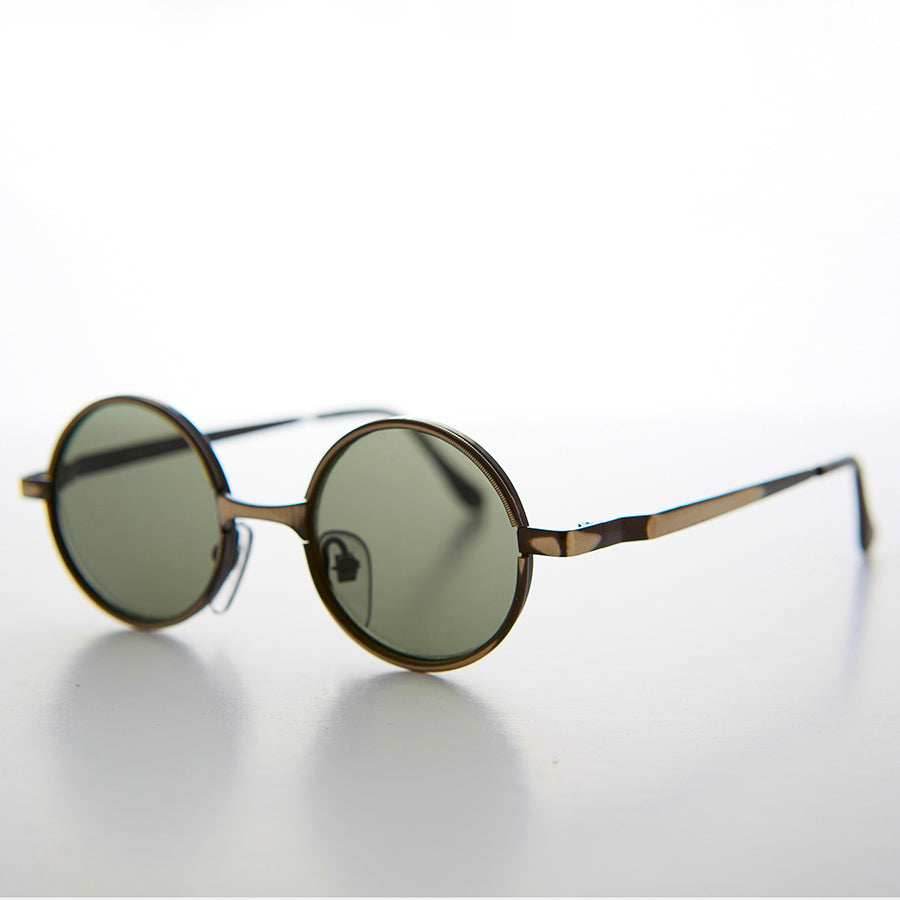 Round Metal Punk Hippie Vintage Steampunk Sunglass - Merlin 1 - Bronze/Gray Lens