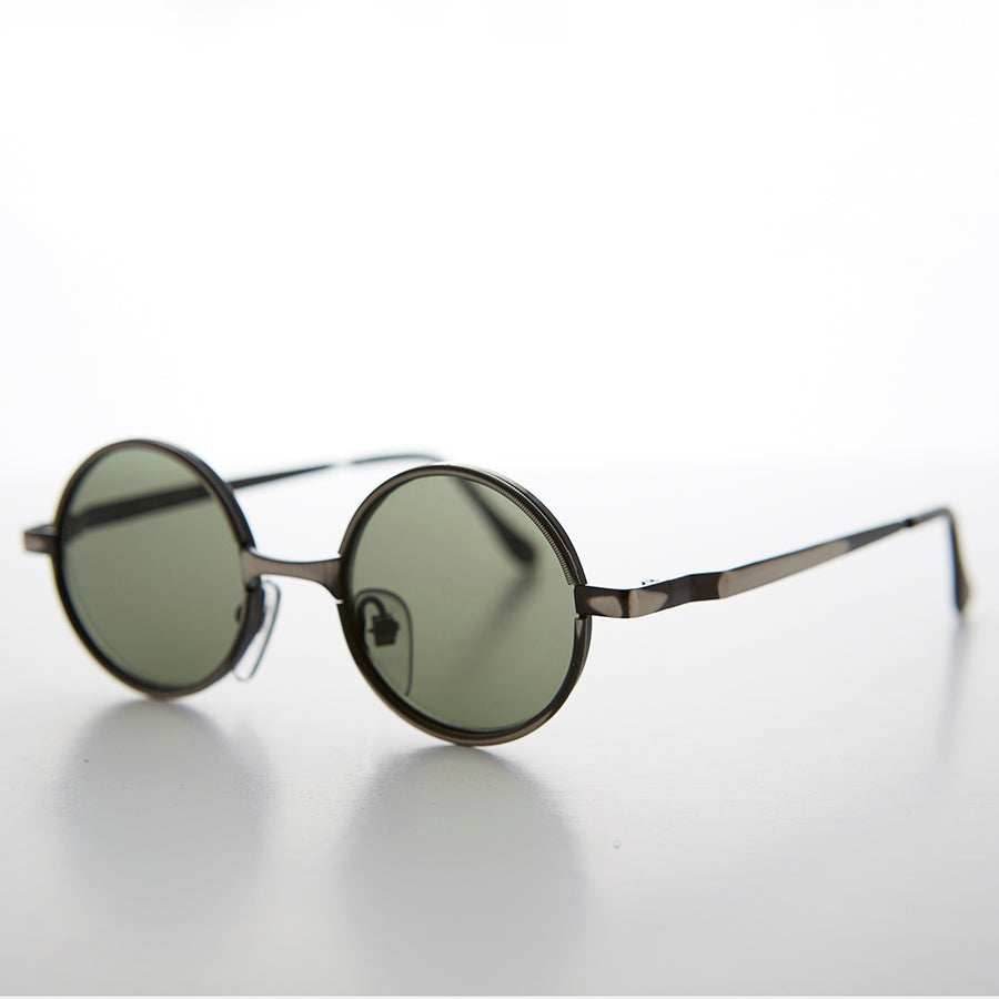 Round Metal Punk Hippie Vintage Steampunk Sunglass - Merlin 1 - Bronze/Gray Lens