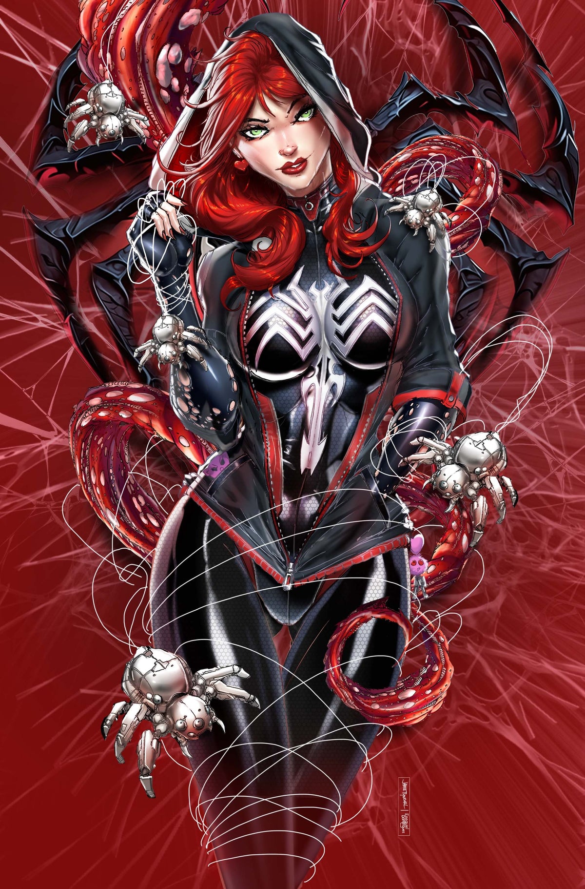 NYCC Hooded Red Head Black Full Suit Metal Comic