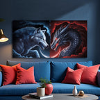 3D Dragon and Wolf Wall Art