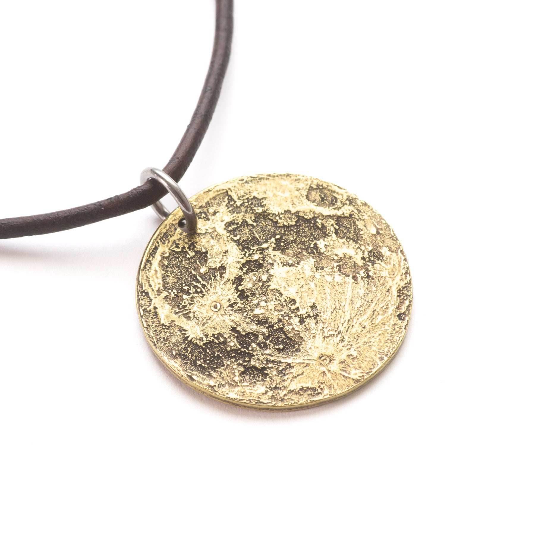 Harvest Moon Brass Necklace - 1 in / 26 mm Pendant or Charm - 