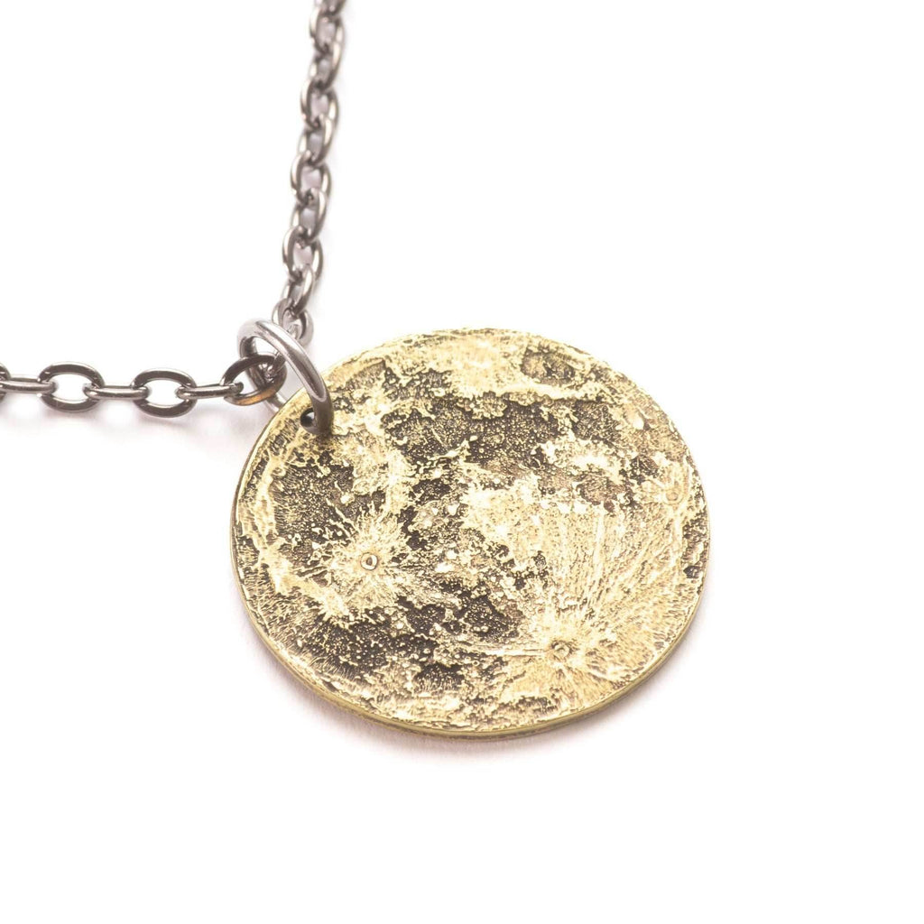 Harvest Moon Brass Necklace - 1 in / 26 mm Pendant or Charm - 
