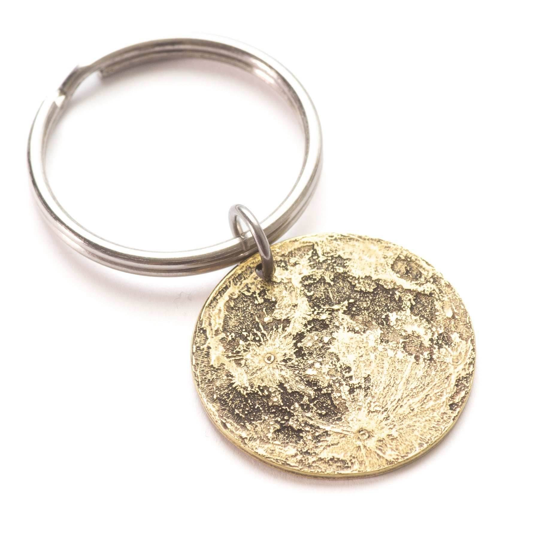 Harvest Moon Brass Necklace - 1 in / 26 mm Pendant or Charm - Keyring