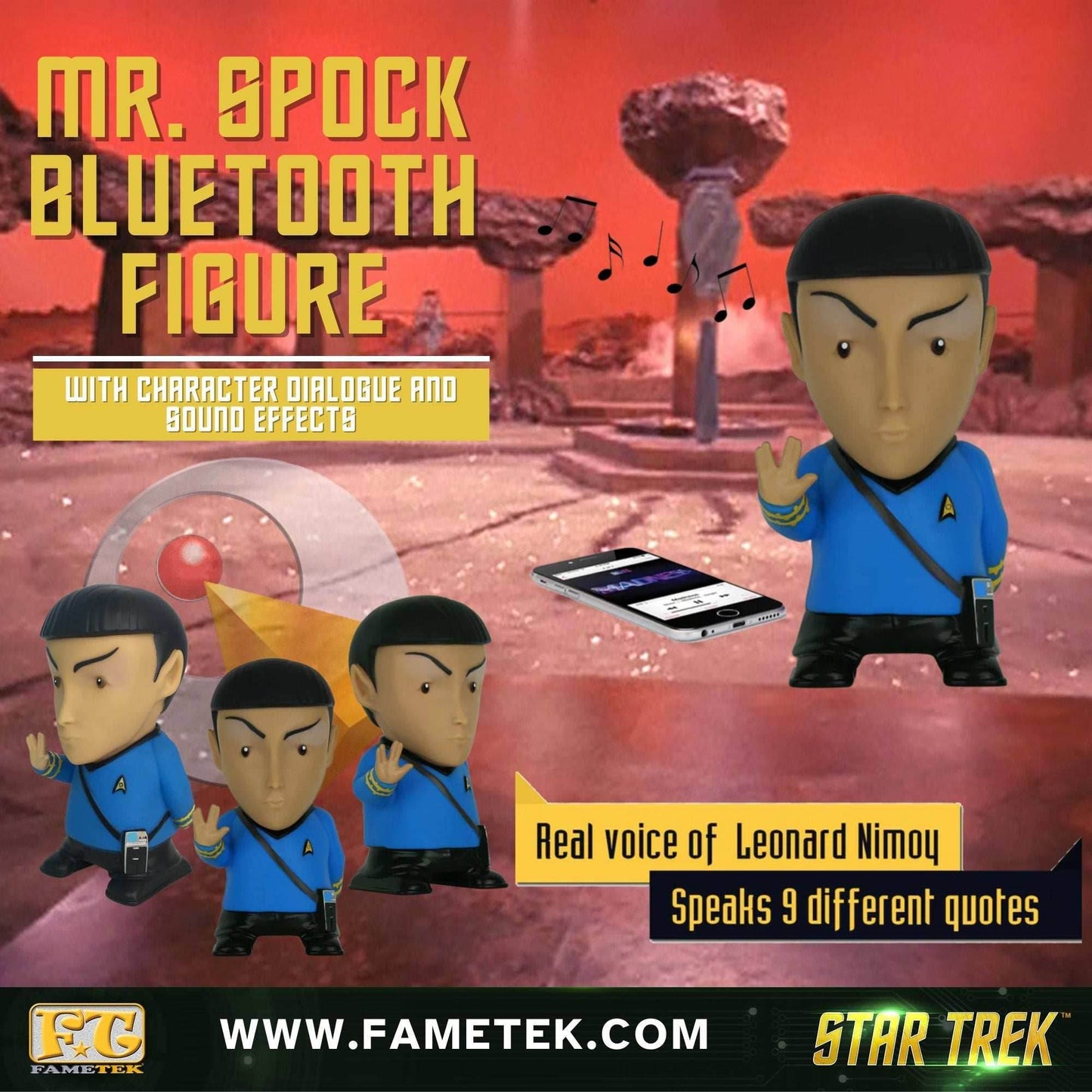 Star Trek: TOS - 6-Inch Mr. Spock Talking Bluetooth® Figure Speaker with Sound Effects - 