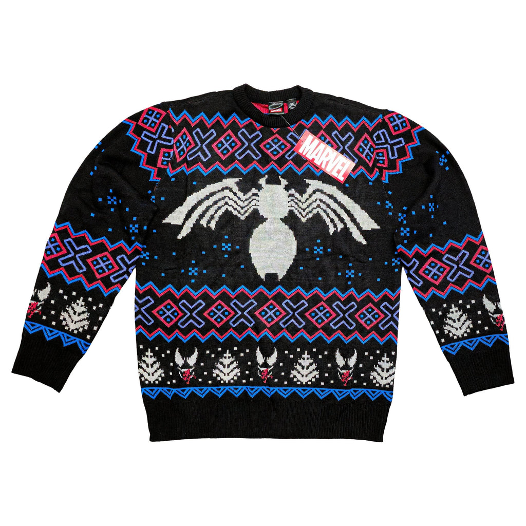 Marvel Venom Symbol Offcially Licesned Adult Holiday Ugly Christmas Sweater - S