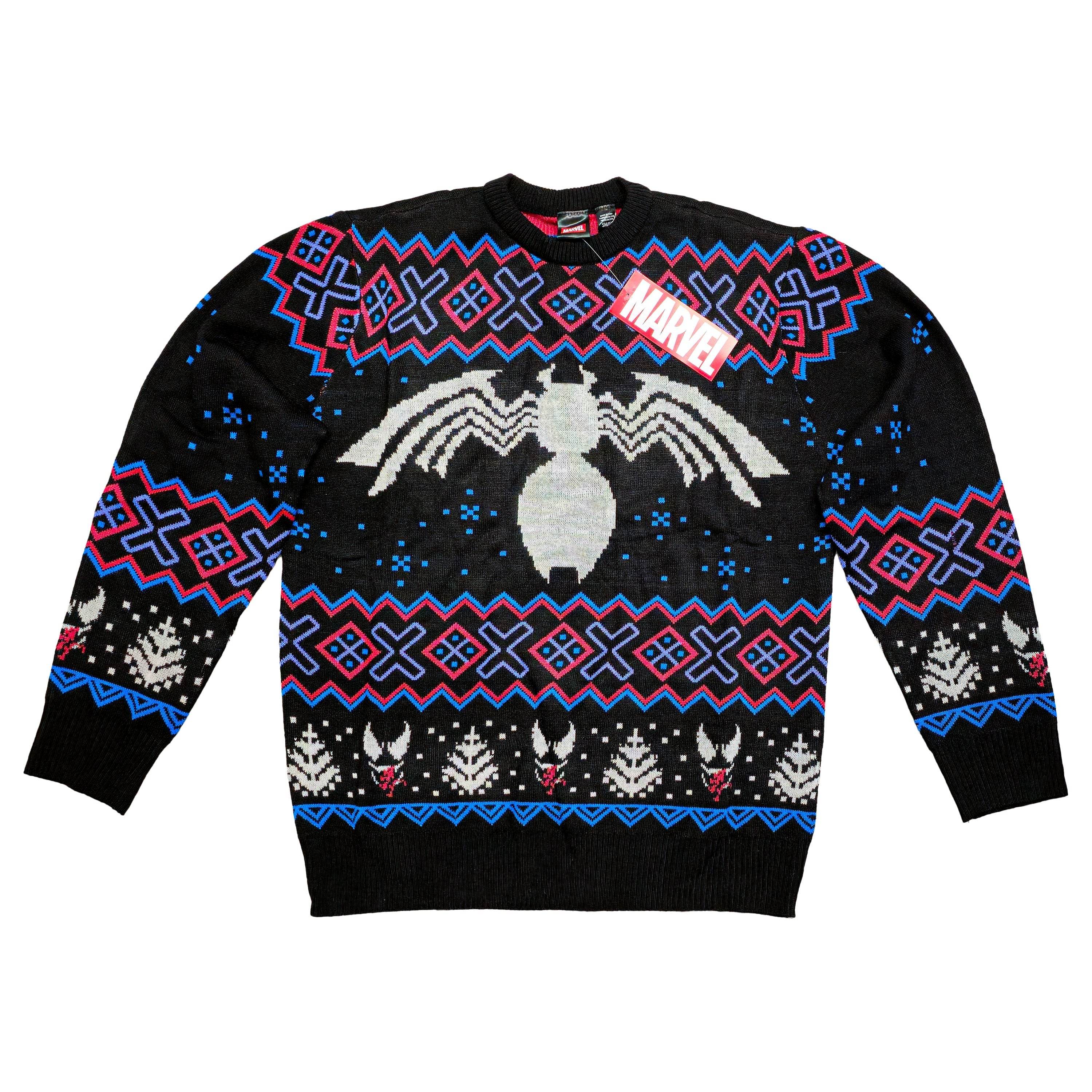 Marvel Venom Symbol Offcially Licesned Adult Holiday Ugly Christmas Sweater - S