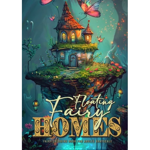 Floating Fairy Homes Fairy Coloring Book for Adults Grayscale: Whimsical Houses Coloring Book Grayscale Fairy Houses Coloring Book for Adults - floati