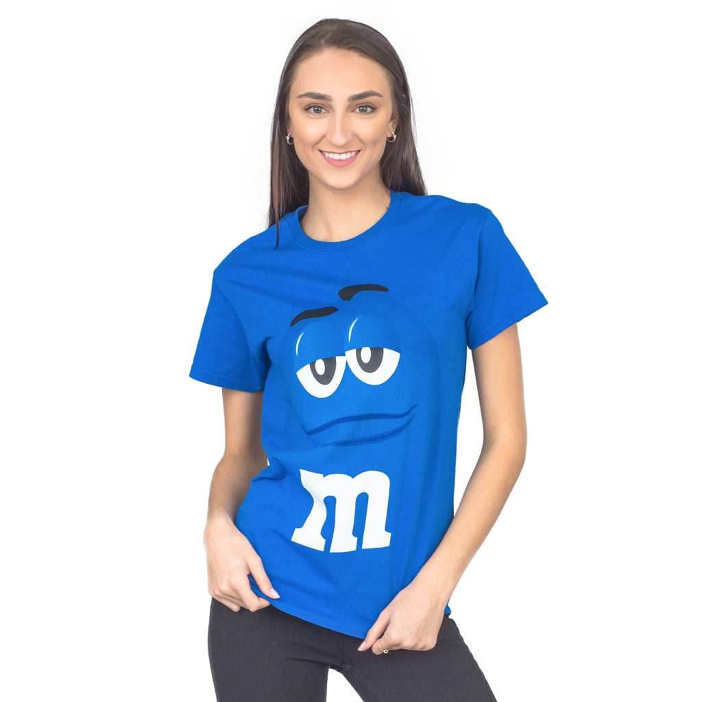 M&M's Candy Silly Character Face Adult T-Shirt - XS / Blue
