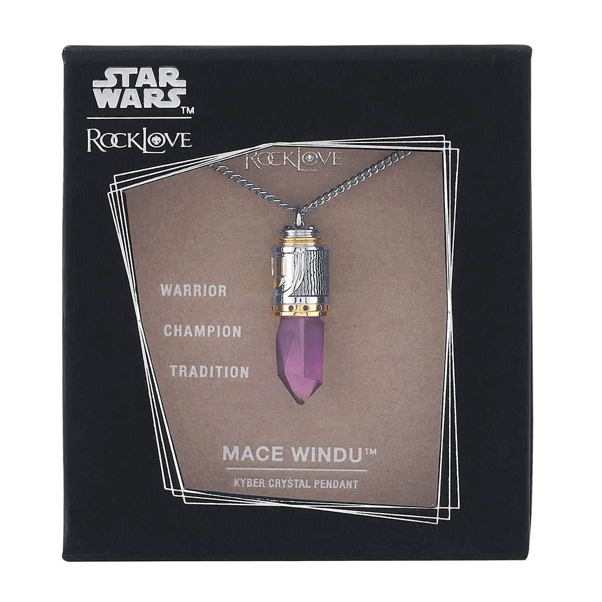 Star Wars X RockLove Mace Windu Kyber Crystal Necklace - 