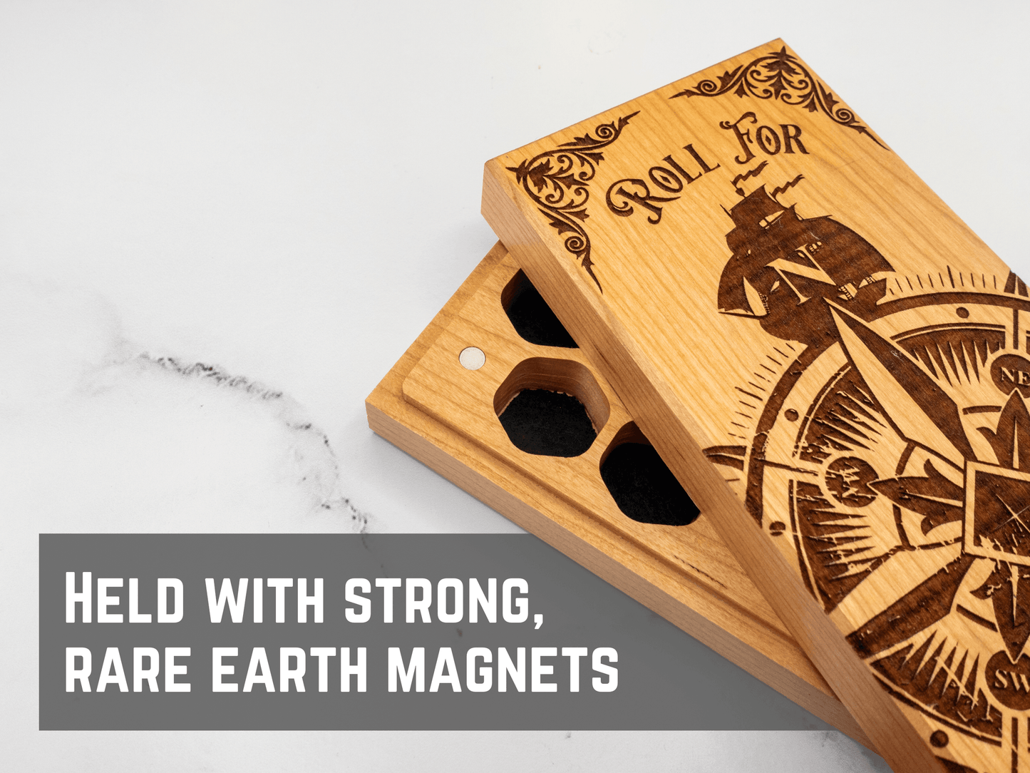 Compass Adventure | Engraved Dual Hex Dice Vault - Purpleheart