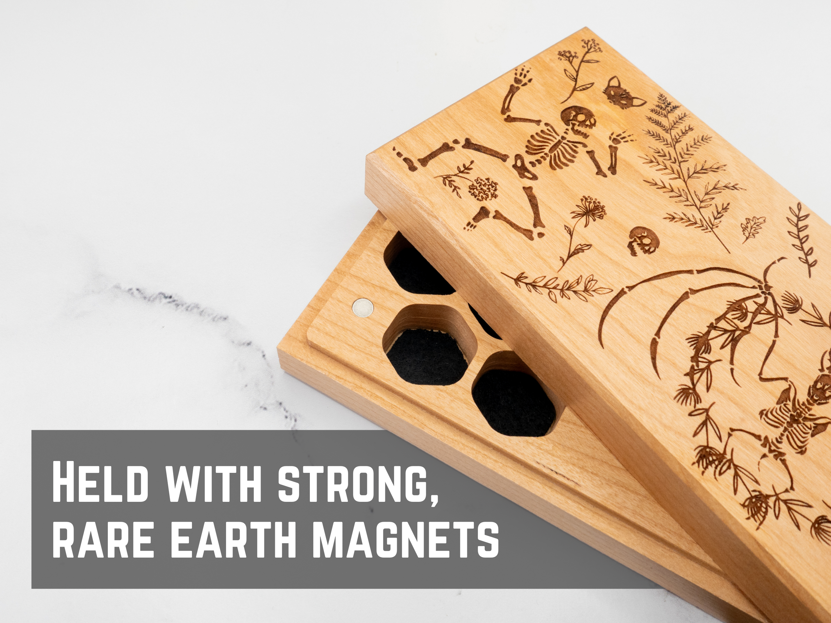 Dancing Skeletons | Engraved Dual Hex Dice Vault