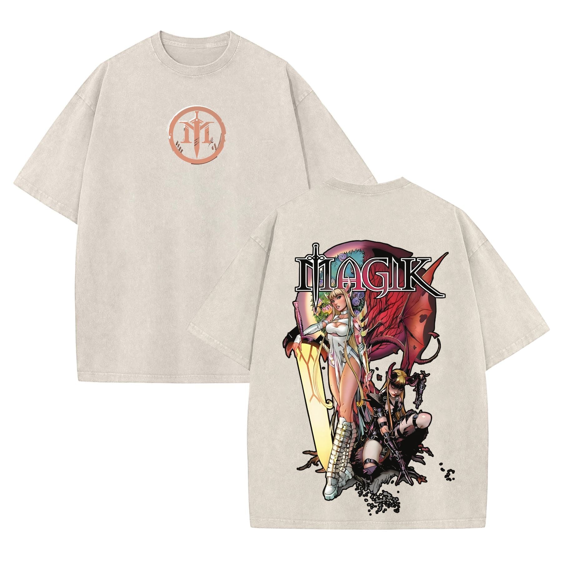 Magik Retro Vintage Comic Wash Tee – Marvel X-Men Mutant T-Shirt for Comic Fans