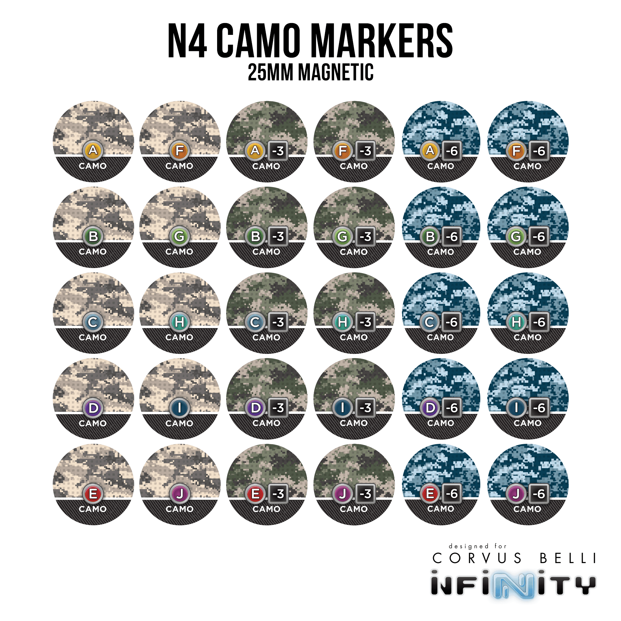 N4 Magnetic Camo Markers - Camo / A / 25mm