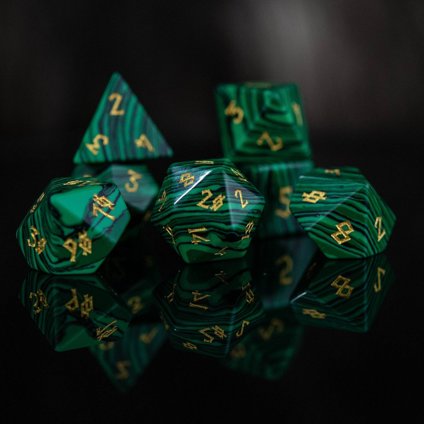 Malachite Stone Dice Set 'PRE-ORDER | SPRING EVENT DEAL' - 