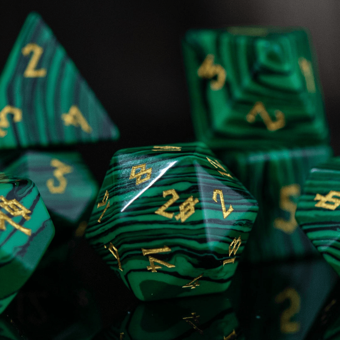 Malachite Stone Dice Set 'PRE-ORDER | SPRING EVENT DEAL' - 