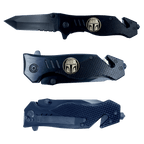 GL3-017 Mandalorian Inspired 3-in-1 Police Tactical Rescue knife tool knife Star Wars parody with Seatbelt Cutter, Steel Serrated Blade, Glass Breaker - 