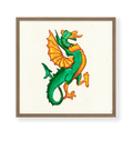 Green and Gold Dragon Wall Art Print - 8x8" Size