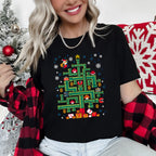 Mario Christmas Retro Classic Video Game Pop Culture Icon Nostalgic Pixel Art Graphic Tee