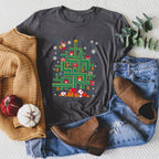 Mario Christmas Retro Classic Video Game Pop Culture Icon Nostalgic Pixel Art Graphic Tee